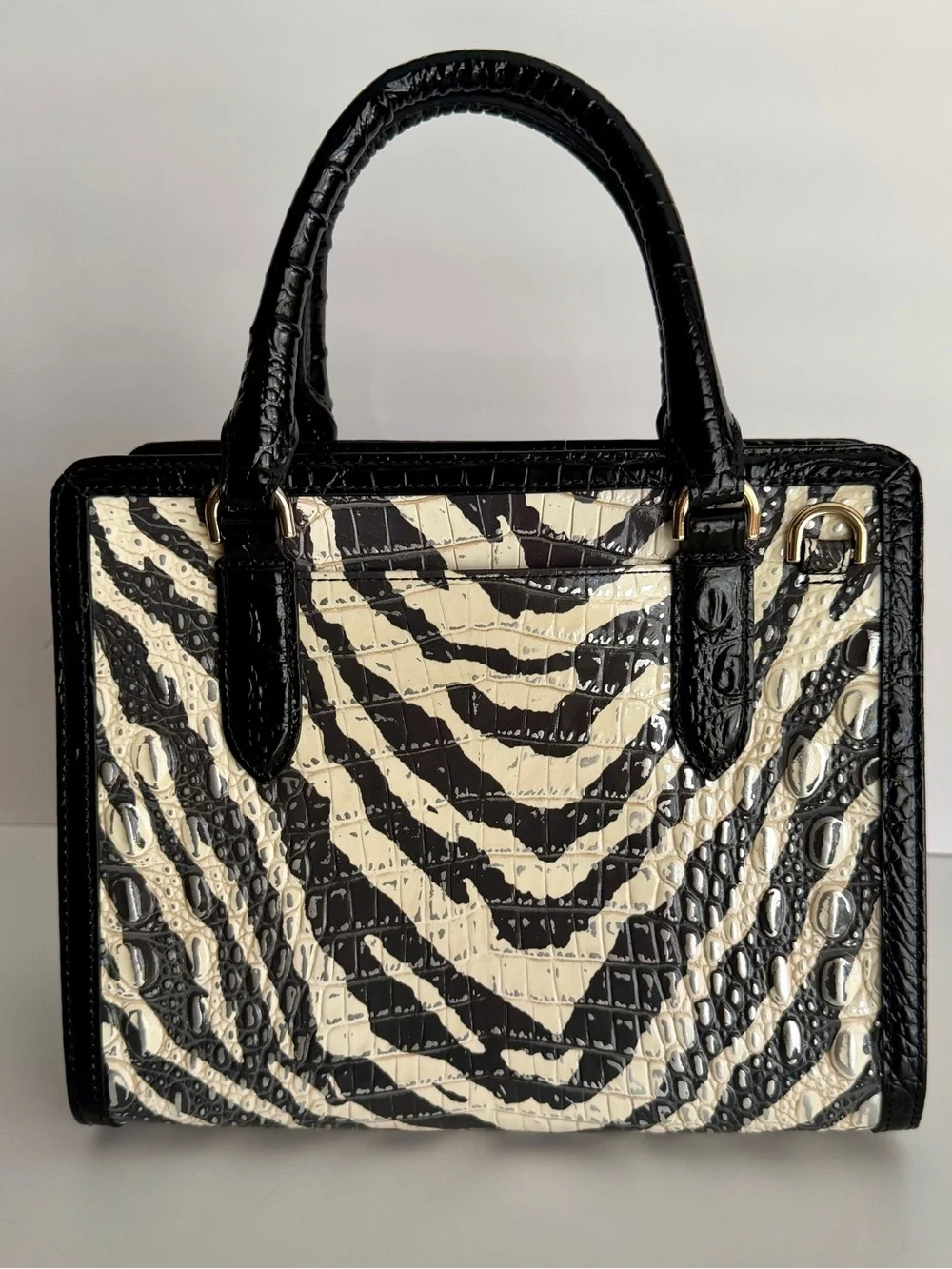 NWT Brahmin Cami Satchel in Zebra Print - Full Set with Dust Bag